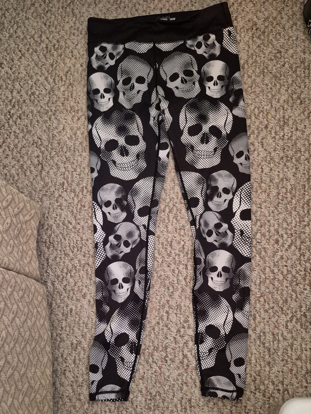 Constantly Varied Gear Black Leggings with White Skull Print